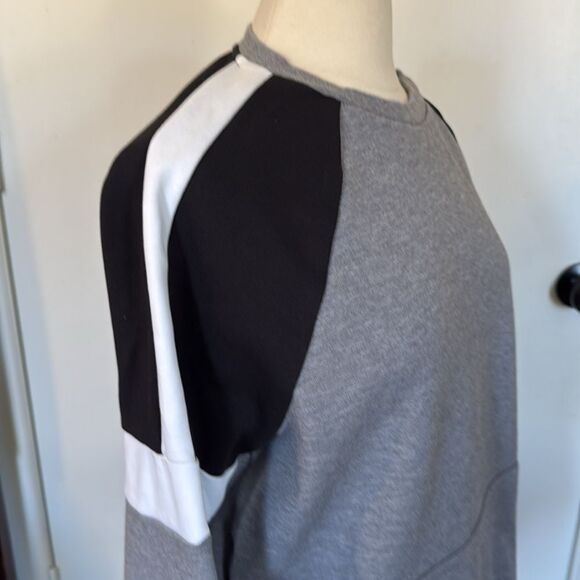 Express Gray Black Raglan Sweatshirt Large Cotton Blend Kangaroo Pocket - Picture 5 of 9